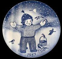 Gustavsberg svéd fali tányérok, 3 db, levonóképes, jelzett, kis kopásnyomokkal, d: 21,5 cm