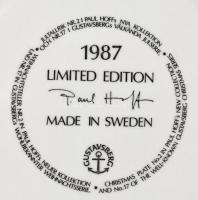 Gustavsberg svéd fali tányérok, 3 db, levonóképes, jelzett, kis kopásnyomokkal, d: 21,5 cm