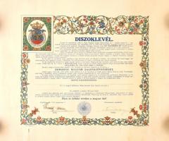 1931 Kolozsvár, Romániai Magyar Dalosszövetség díszoklevele, gyűrődésekkel