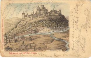 1900 Nagysáros, Velky Saris; Sáros vár 1617. évben. Fénynyomat Divald műintézetéből / Sarissky hrad / castle anno 1617 (EB)