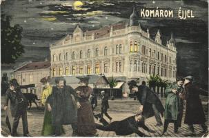 1910 Komárom, Komárno; Grand kávéház. humoros éjjeli részeg montázs / café. humorous drunk montage at night (EK)