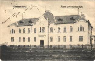 1908 Rimaszombat, Rimavská Sobota; Állami gyermekmenhely. Ifj. Rábely Miklós kiadása / children's shelter