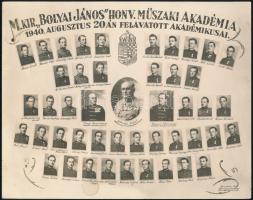 1940 Az M. Kir. Bólyai János honv. műszaki akadémia felavatott akadémikusainak tablója. 22x17 cm