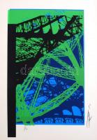 Hervé, Rodolf (1957-2000): Eiffel-torony. Szitanyomat, papír, jelzett, számozott: 9/40. 36x21,5 cm. / Hervé, Rodolf (1957-2000): Eiffel-tower. Screenprint on paper, signed, numbered: 9/40, 36x21,5 cm.