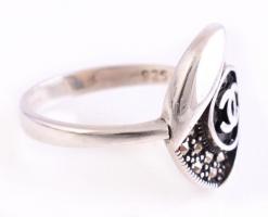 Ezüst(Ag) "Chanel" mintás gyűrű, jelzett, méret: 60, bruttó: 3,8 g