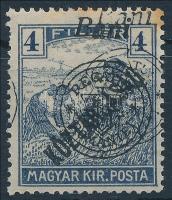 Nagyvárad 1919 Arató/Köztársaság 4f dupla felülnyomással / Mi 52 II. with double overprint. Signed: Bodor (rozsda / stain)