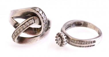 Ezüst(Ag) gyűrű, 2 db, jelzéssel és jelzés nélkül, méret: 49, 50, bruttó: 8,36 g