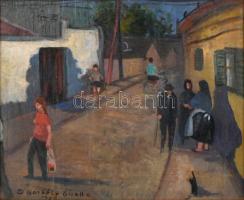 D. Borbély Gizella (1920-1994): Szentendrei utcarészlet. Olaj, vászon, jelzett, keretben, 47×58 cm