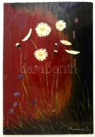Mattioni E jelzéssel: Virágok. Olaj, falemez, alján és tetején kisebb sérülésekkel. 48×32,5 cm