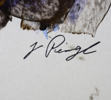 J Reigl jelzéssel: Kompozíció. Vegyes technika, papír. Lap szélén apró szakadásokkal. 100×70 cm