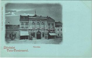 Tata-Tóváros, városház, Schweiss Henrik üzlete, este. Nobel Adolf 7184.
