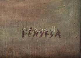 Fényes A jelzéssel: Anya gyermekével. Olaj, vászon, restaurált. Fa keretben. 90×60 cm