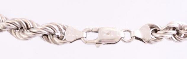 Ezüst(Ag) masszív fonott nyaklánc, jelzett, h: 44 cm, nettó: 64,85 g