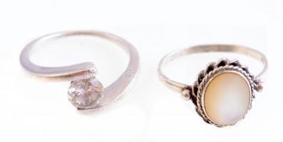 Ezüst(Ag) gyűrű, 2 db, markazittal, jelzett, méret: 54, 55, bruttó: 4,81 g