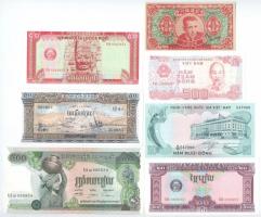 7xklf ázsiai bankjegytétel T:I-III 7xdiff Asian banknote lot C:UNC-F