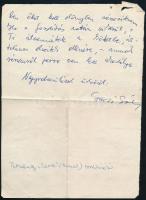 cca 1960 Garai Gábor (1929-1987) Kossuth-díjas költő, író, műfordító, kritikus saját kezű levele, fo...