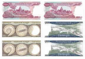 Kambodzsa 1972. 100R (2x, sorszámkövető), 1972. 100R (2x, sorszámkövető) + 1972. 100R (2x, sorszámkö...