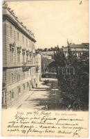 1904 Pola, Pula; Via delle scuole / street, park