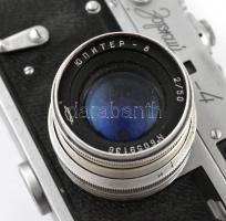 Zorkij-4 fényképezőgép, Jupiter-8 2/50 mm objektívvel, eredeti bőr tokjában