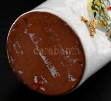 Kakasos kerámia palack, repesztett mázas, kézzel festett, jelzett, m: 28 cm