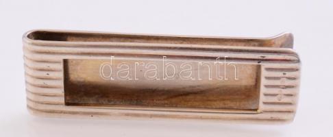 Ezüst (Ag.) pénzcsipesz, jelzett, 18K aranyozott plasztkus lófej díszítéssel, jelzett, 4,5x1,5 cm, 1...