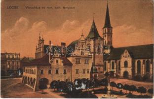 1917 Lőcse, Levoca; Városháza, Római katolikus templom. Braun Fülöp kiadása / town hall, Catholic church (EK)