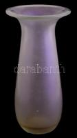 Irizáló üveg váza, jelzés nélkül, kopásnyomokkal, m: 25,5 cm