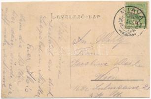 Miava, Myjava; látkép, Fő utca, templom / general view, main street, church (b)