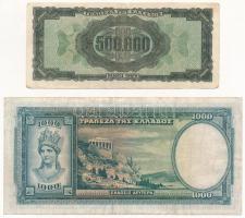Görögország 1939. 1000Dr + 1944. 500.000Dr T:III
Greece 1939. 1000 Drachmai + 1944. 500.000 Drachma...