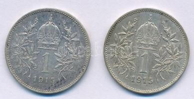 Ausztria 1915. 1K Ag "Ferenc József" (2xf) T:1-,2 Austria 1915. 1 Corona Ag "Franz Jo...