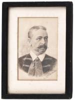 Mihalovits Miklós (1888-1960): Férfi portré. Ceruza, papír, jelzett, üvegezett keretben, 14,5×10 cm
