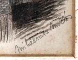 Mihalovits Miklós (1888-1960): Férfi portré. Ceruza, papír, jelzett, üvegezett keretben, 14,5×10 cm