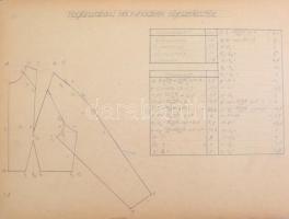 cca 1960 Beliczai Ida női szabó vázlatfüzete teli rajzokkal + újságcikkekkel