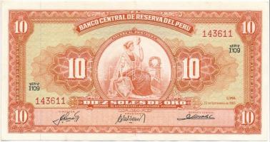 Peru 1963. 10S T:III szép papír Peru 1963. 10 Soles de Oro C:F nice paper Krause P#84