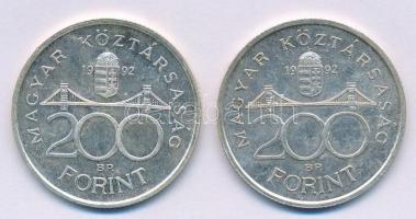 1992. 200Ft Ag "MNB" (2x) T:1- Adamo F13