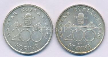 1993. 200Ft Ag "MNB" (2x) T:2 Adamo F13