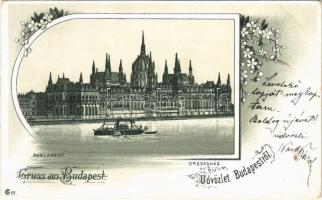 1898 (Vorläufer) Budapest V. Országház. Art Nouveau, floral, litho (EK)