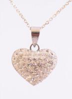 Ezüst(Ag) lánc szív alakú medállal, jelzett, 2,77 g