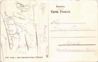 Petrozsény, Petrosani; Football tér, focipálya, aláírások a hátoldalon / football field, signatures ...