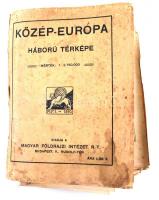 cca 1916 Közép Európa háború térképe, 1:2.750.000, Magyar Földrajzi Intézet, szakadt majdnem teljes hosszában, elvált papírborítóval/ War map of Central-Europe, with long tears, 120x94 cm