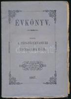 1867 Pécsi-Főgymnasiumi Irodalmi Kör évkönyve. Hatodik évfolyam. Bp., 1867. Lyceumi Könynyomda, 168+4 p. Kiadói papírkötésben, foxing foltos lapokkal.