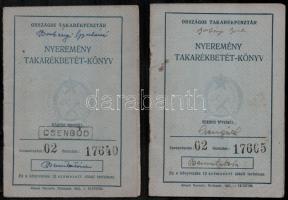 cca 1954-75 össz. 6 db OTP nyereménybetétkönyv, bejegyzésekkel