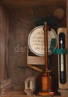 XIX. sz. Hidrosztatikus mérleg. G. Westphal, Celle. Készlet fa dobozban. Jelzett, réz. / Hydrostatic...