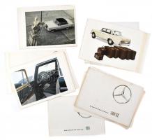 cca 1970 Mercedes Benz nyomtatványok, prospektusok különböző modellekről (200, 220 S/SE, 190 D, 300 SE stb), német nyelven, képekkel és ábrákkal illusztrált