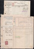 cca 1934-48 össz. kb. 85-90 db  számla (Orosháza, sok Újpest, Bp.), részben sérülésekkel, hajtásnyom...