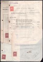 cca 1934-48 össz. kb. 85-90 db  számla (Orosháza, sok Újpest, Bp.), részben sérülésekkel, hajtásnyom...