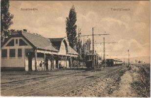 Szentendre, vasútállomás és HÉV (Helyiérdekű Vasút) állomás, villamos, vonat. Hangya Szövetkezet kiadása 29. sz.