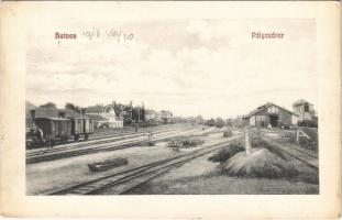 1910 Hatvan, Pályaudvar, vasútállomás, gőzmozdony, vonat. Hoffmann M. L. kiadása
