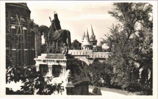 1944 Budapest I. Királyi vár, Halászbástya, Szent István szobor
