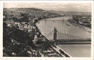 1941 Budapest XI. Dunai látkép, Erzsébet híd, Lánchíd, Királyi vár